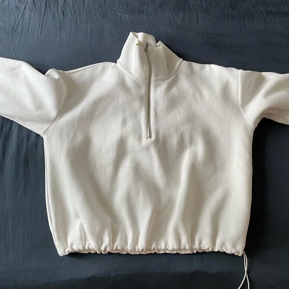 Club Monaco Funnel Neck Sweatshirt in Egret - Picture 3 of 15